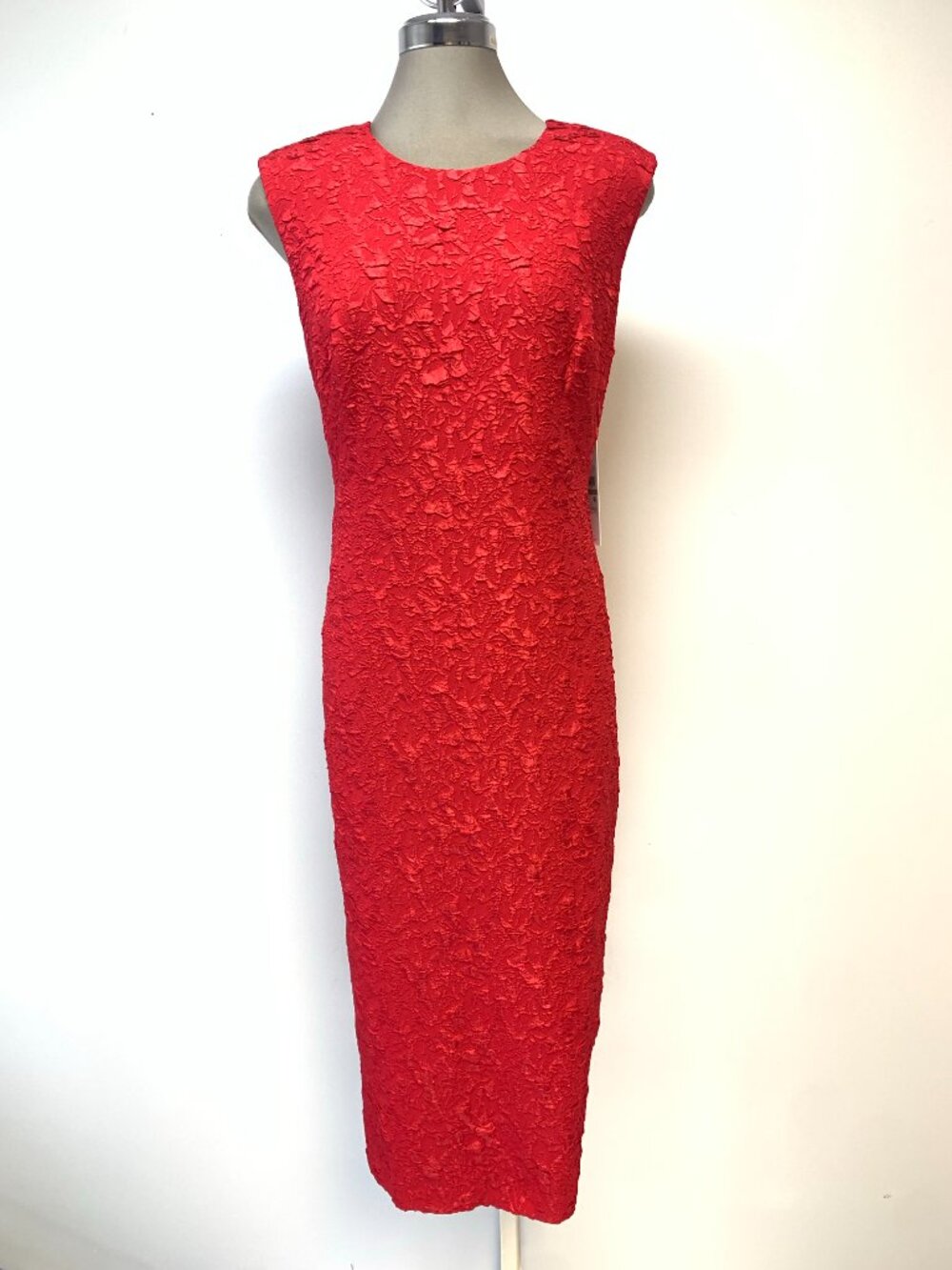 NWT Calvin Klein Women's Elegant True Red Textured Midi Dress Size 12 and 16